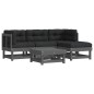 vidaXL Set Divani da Giardino 5pz con Cuscini in Legno Massello Grigio vidaXL Set Divani da Giardino 5pz con Cuscini in Legno Massello Grigio