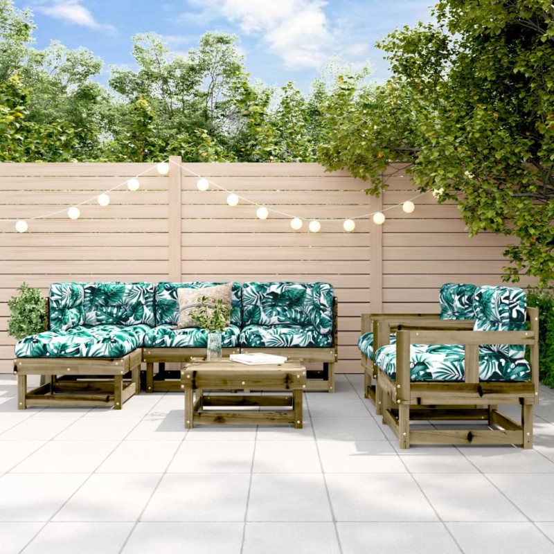 vidaXL Set Divani da Giardino 7pz con Cuscini Legno Impregnato di Pino vidaXL Set Divani da Giardino 7pz con Cuscini Legno Impregnato di Pino