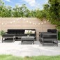 vidaXL Set Divani da Giardino 7pz con Cuscini in Legno Massello Grigio vidaXL Set Divani da Giardino 7pz con Cuscini in Legno Massello Grigio