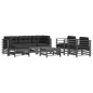 vidaXL Set Divani da Giardino 7pz con Cuscini in Legno Massello Grigio vidaXL Set Divani da Giardino 7pz con Cuscini in Legno Massello Grigio