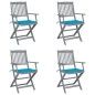 Sedie da Giardino Pieghevoli 4pz con Cuscini in Massello Acacia Sedie da Giardino Pieghevoli 4pz con Cuscini in Massello Acacia