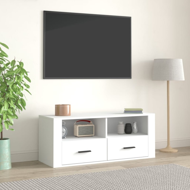 Mobile Porta TV Bianco 100x35x40 cm in Legno Multistrato Mobile Porta TV Bianco 100x35x40 cm in Legno Multistrato