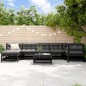 vidaXL Set Divani da Giardino 8 pz con Cuscini in Legno Massello Nero vidaXL Set Divani da Giardino 8 pz con Cuscini in Legno Massello Nero