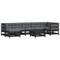 vidaXL Set Divani da Giardino 8 pz con Cuscini in Legno Massello Nero vidaXL Set Divani da Giardino 8 pz con Cuscini in Legno Massello Nero