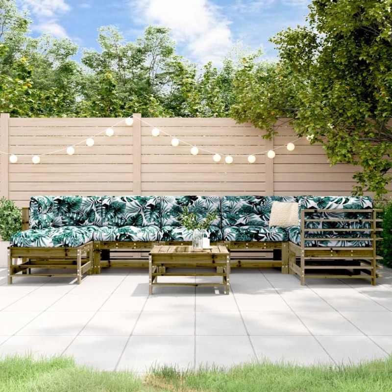 vidaXL Set Divani da Giardino 8pz con Cuscini Legno Impregnato di Pino vidaXL Set Divani da Giardino 8pz con Cuscini Legno Impregnato di Pino