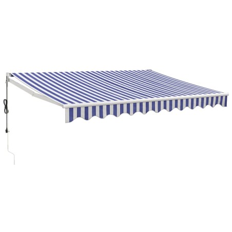 vidaXL Tenda Sole Retrattile Blu e Bianca 3x2,5 m Tessuto e Alluminio