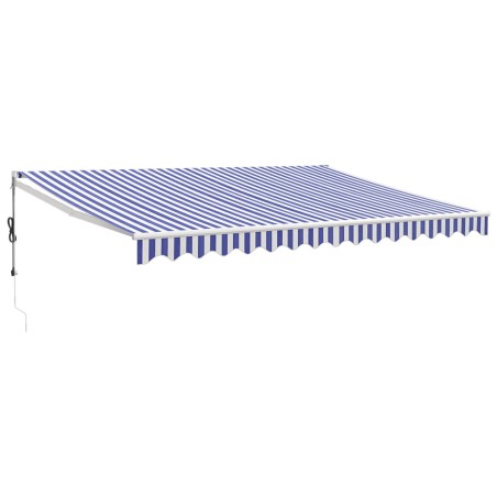 vidaXL Tenda da Sole Retrattile Blu e Bianca 4x3 m Tessuto e Alluminio