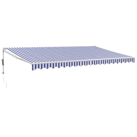 vidaXL Tenda da Sole Retrattile Blu e Bianca 5x3 m Tessuto e Alluminio
