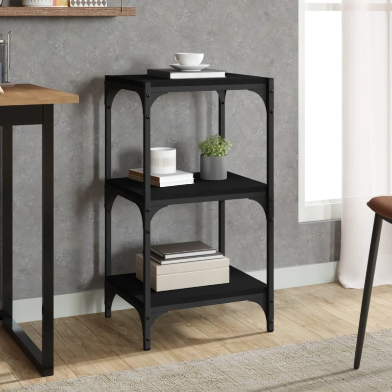 Mobile Porta Libri Nero 40x33x70,5cm Legno Multistrato Acciaio Mobile Porta Libri Nero 40x33x70,5cm Legno Multistrato Acciaio