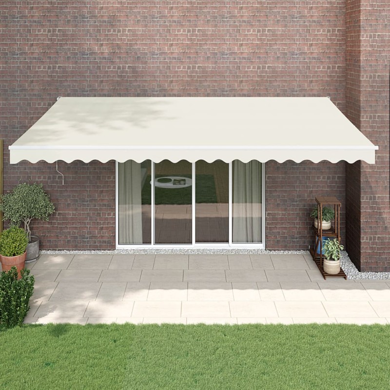 vidaXL Tenda da Sole Retrattile Crema 5x3 m in Tessuto e Alluminio vidaXL Tenda da Sole Retrattile Crema 5x3 m in Tessuto e Alluminio