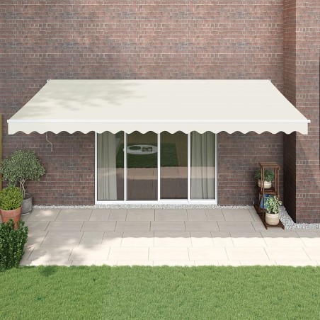 vidaXL Tenda da Sole Retrattile Crema 5x3 m in Tessuto e Alluminio