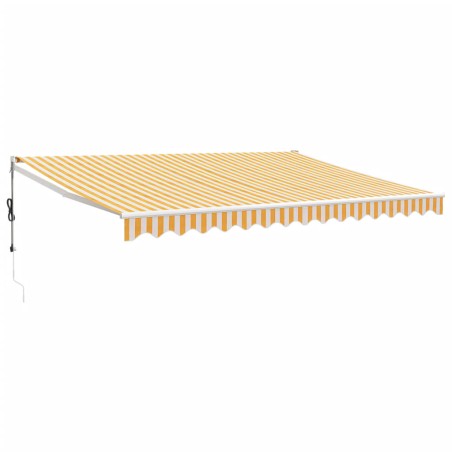 vidaXL Tenda Sole Retrattile Gialla e Bianca 4x3 m Tessuto e Alluminio