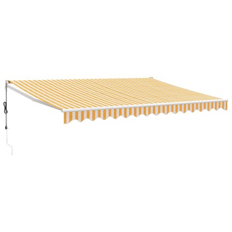 vidaXL Tenda Retrattile Gialla e Bianca 4,5x3 m in Tessuto e Alluminio