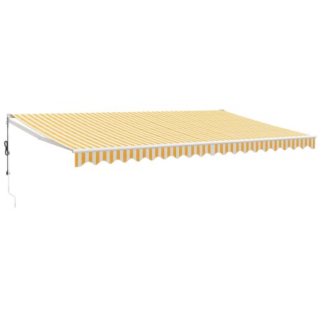 vidaXL Tenda Sole Retrattile Gialla e Bianca 5x3 m Tessuto e Alluminio