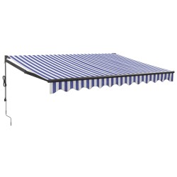 vidaXL Tenda Sole Retrattile Blu e Bianca 3x2,5 m Tessuto e Alluminio