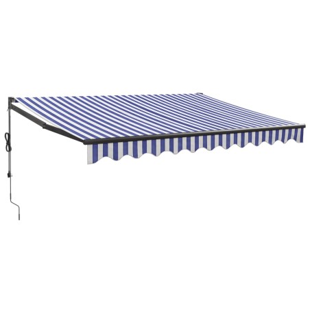 vidaXL Tenda Sole Retrattile Blu e Bianca 3x2,5 m Tessuto e Alluminio