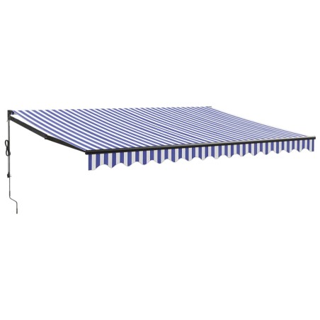 vidaXL Tenda da Sole Retrattile Blu e Bianca 4x3 m Tessuto e Alluminio