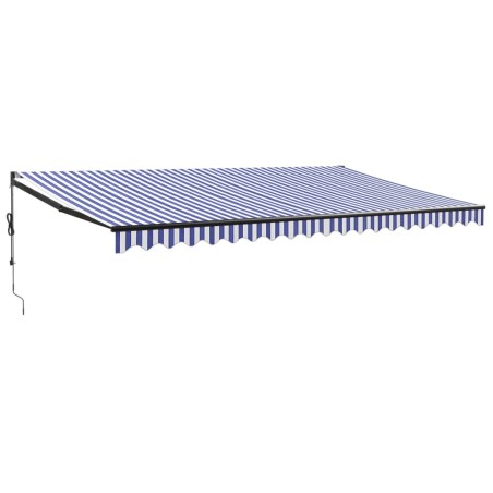 vidaXL Tenda da Sole Retrattile Blu e Bianca 5x3 m Tessuto e Alluminio