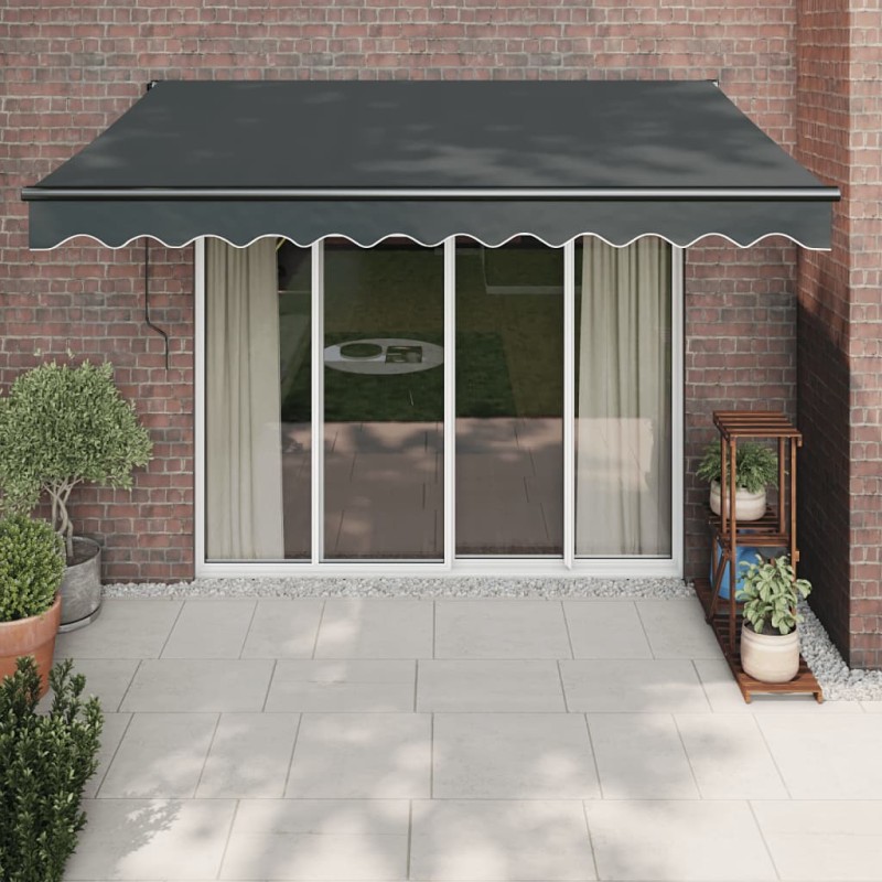 vidaXL Tenda da Sole Retrattile Antracite 3,5x2,5m Tessuto e Alluminio vidaXL Tenda da Sole Retrattile Antracite 3,5x2,5m Tessuto e Alluminio