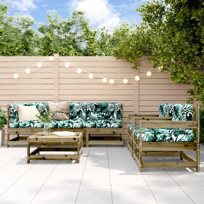 vidaXL Set Divani da Giardino 6pz con Cuscini Legno Impregnato di Pino vidaXL Set Divani da Giardino 6pz con Cuscini Legno Impregnato di Pino