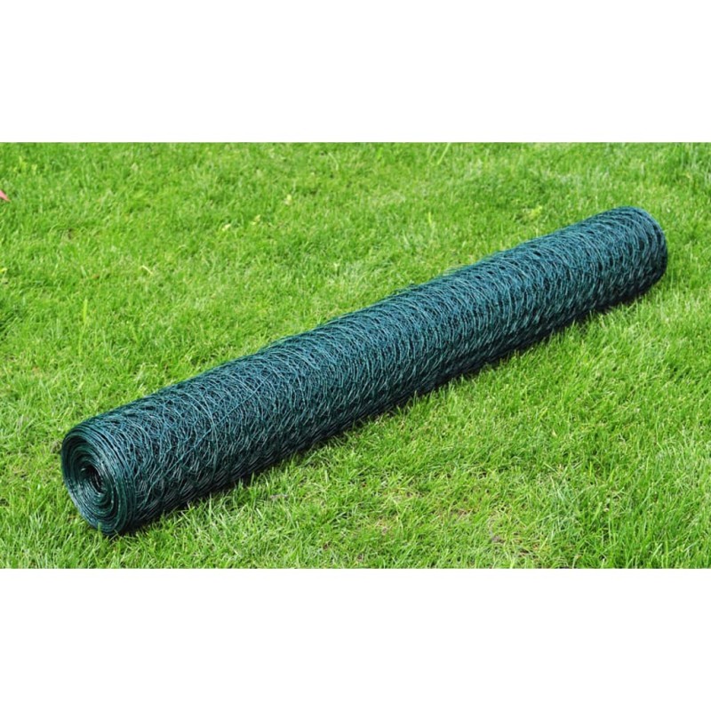 vidaXL Recinzione in Rete per Pollaio Rivestita in PVC 25x0,5 m Verde vidaXL Recinzione in Rete per Pollaio Rivestita in PVC 25x0,5 m Verde