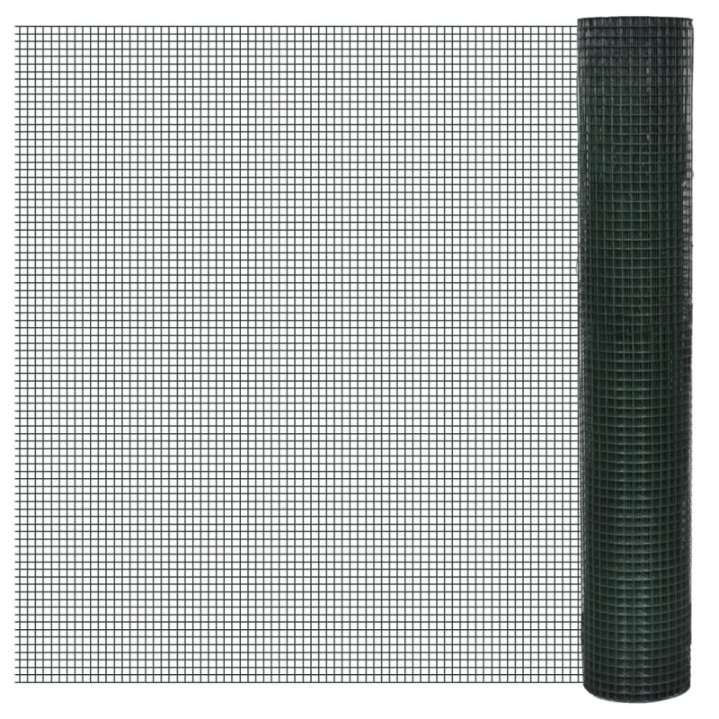 vidaXL Recinto Pollaio in Rete Zincato Rivestimento PVC 10x1 m Verde