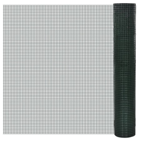 vidaXL Recinto Pollaio in Rete Zincato Rivestimento PVC 10x1 m Verde