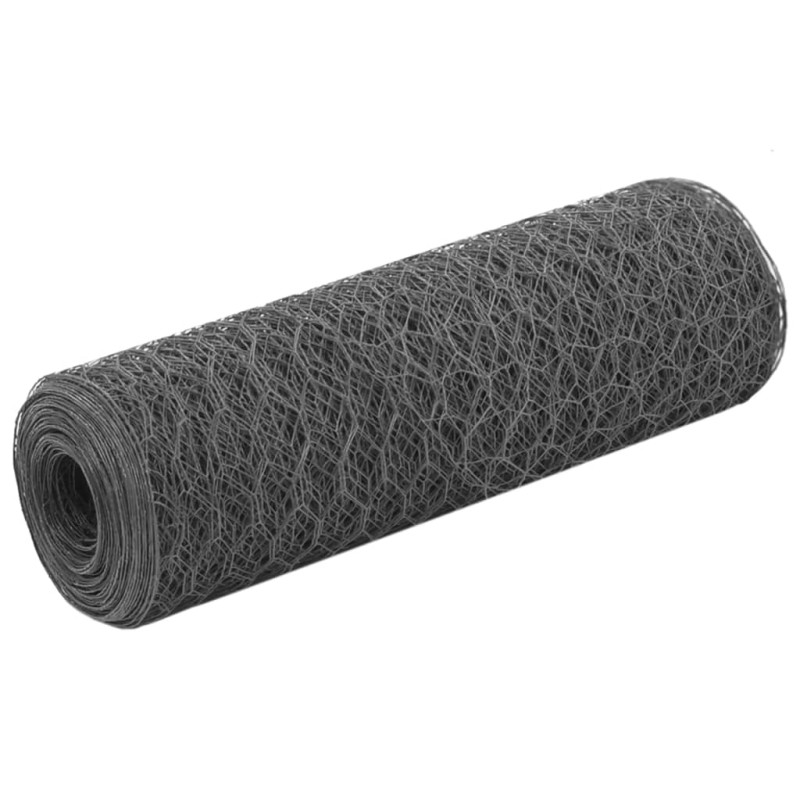 vidaXL Recinzione in Rete per Pollaio in Acciaio e PVC 25x0,5 m Grigia vidaXL Recinzione in Rete per Pollaio in Acciaio e PVC 25x0,5 m Grigia