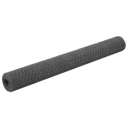 vidaXL Recinzione in Rete per Pollaio in Acciaio e PVC 25x1,2 m Grigia