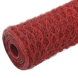 vidaXL Recinzione in Rete per Pollaio in Acciaio e PVC 25x1 m Rossa