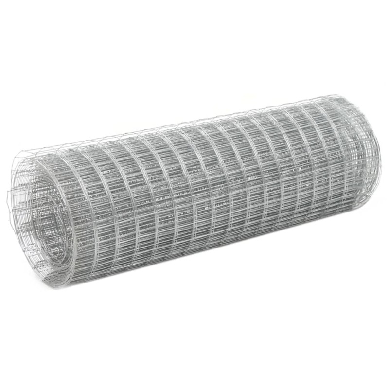 vidaXL Recinzione in Rete per Pollaio Acciaio Zincato 25x0,5 m Argento vidaXL Recinzione in Rete per Pollaio Acciaio Zincato 25x0,5 m Argento