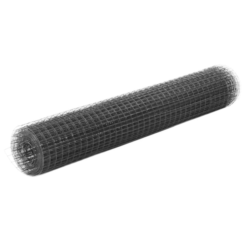 vidaXL Recinzione in Rete per Pollaio in Acciaio e PVC 25x1 m Grigia vidaXL Recinzione in Rete per Pollaio in Acciaio e PVC 25x1 m Grigia