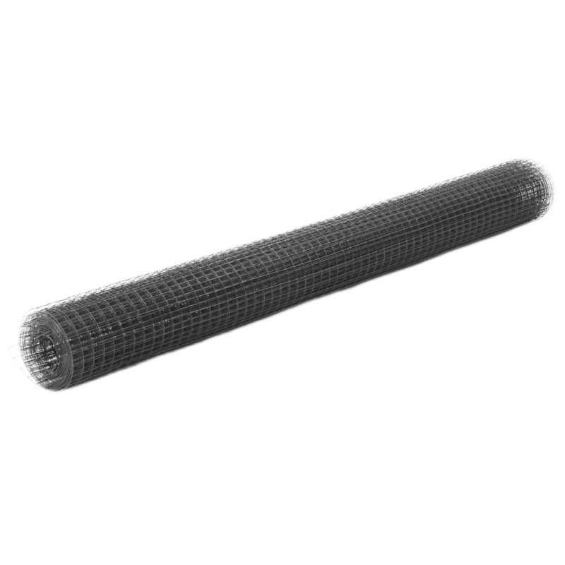 vidaXL Recinzione in Rete per Pollaio in Acciaio e PVC 10x1,5 m Grigia vidaXL Recinzione in Rete per Pollaio in Acciaio e PVC 10x1,5 m Grigia