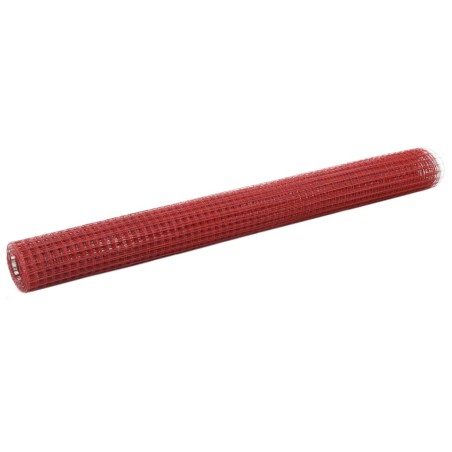 vidaXL Recinzione in Rete per Pollaio in Acciaio e PVC 10x1,5 m Rossa