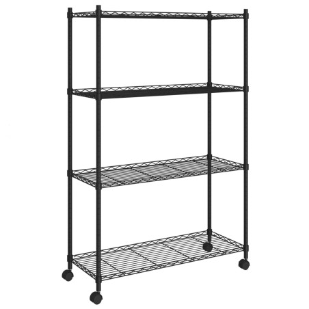 vidaXL Scaffale a 4 Livelli con Ruote 90x35x142 cm Nero 200 kg