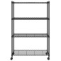 vidaXL Scaffale a 4 Livelli con Ruote 90x35x142 cm Nero 200 kg