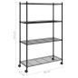 vidaXL Scaffale a 4 Livelli con Ruote 90x35x142 cm Nero 200 kg