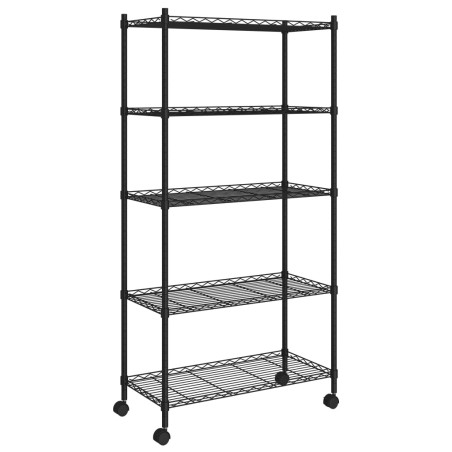 vidaXL Scaffale a 5 Livelli con Ruote 75x35x155 cm Nero 250 kg