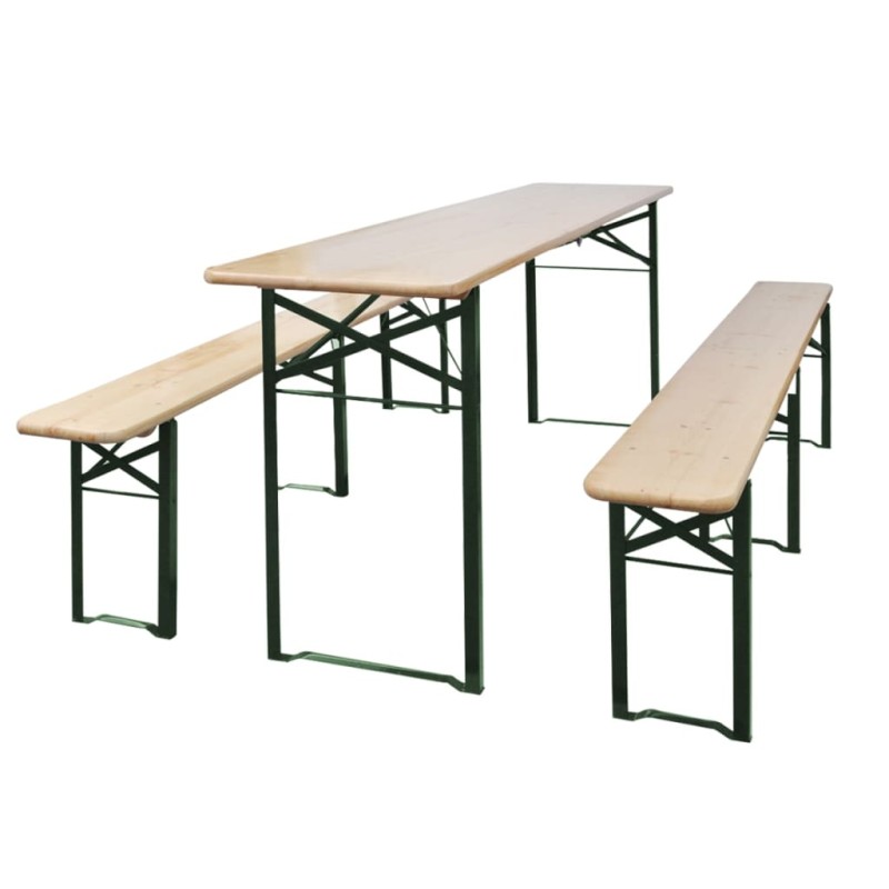 vidaXL Tavolo da Birreria Pieghevole 2 Panche 220 cm Legno di Abete vidaXL Tavolo da Birreria Pieghevole 2 Panche 220 cm Legno di Abete