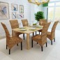 vidaXL Sedie da Pranzo 6 pz in Abaca e Legno Massello di Mango