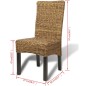 vidaXL Sedie da Pranzo 6 pz in Abaca e Legno Massello di Mango