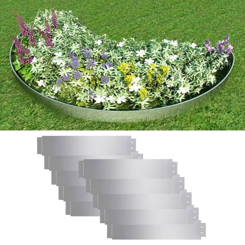 vidaXL Pannelli Recinzione per Prato 10 pz Acciaio Zincato 100x20 cm vidaXL Pannelli Recinzione per Prato 10 pz Acciaio Zincato 100x20 cm