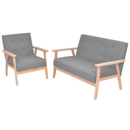 vidaXL Set di Divani 2 pz in Tessuto Grigio Chiaro