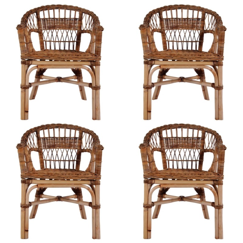 vidaXL Sedie da Esterno 4 pz in Rattan Naturale Marrone vidaXL Sedie da Esterno 4 pz in Rattan Naturale Marrone