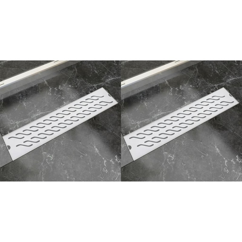 vidaXL Scarico Doccia Lineare 2 pz Design Onde 530x140mm Acciaio Inox vidaXL Scarico Doccia Lineare 2 pz Design Onde 530x140mm Acciaio Inox