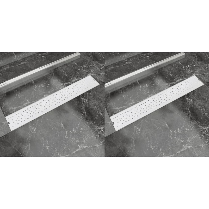 vidaXL Scarico Doccia Lineare 2 pz Design Bolle 730x140mm Acciaio Inox vidaXL Scarico Doccia Lineare 2 pz Design Bolle 730x140mm Acciaio Inox