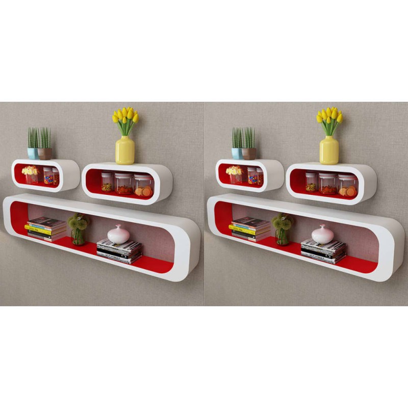 vidaXL Mensole a Cubo da Parete 6 pz Rosso e Bianco vidaXL Mensole a Cubo da Parete 6 pz Rosso e Bianco