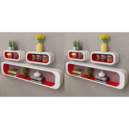 vidaXL Mensole a Cubo da Parete 6 pz Rosso e Bianco