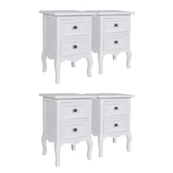 vidaXL Set Comodini con 2 Cassetti 4 pz in MDF Bianchi 