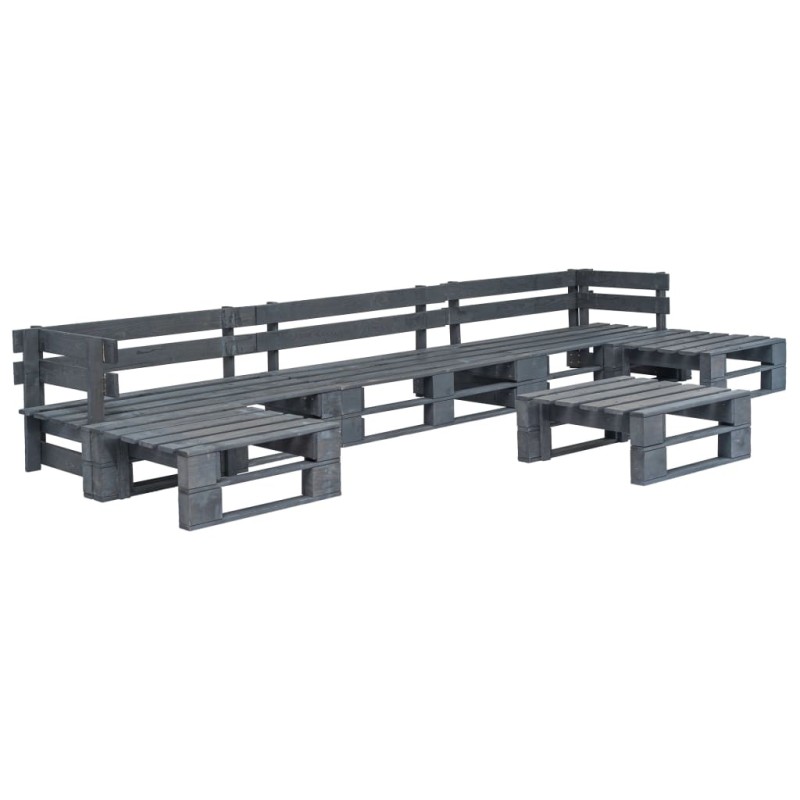 vidaXL Set Mobili da Giardino 6 pz Pallet Legno Grigio vidaXL Set Mobili da Giardino 6 pz Pallet Legno Grigio